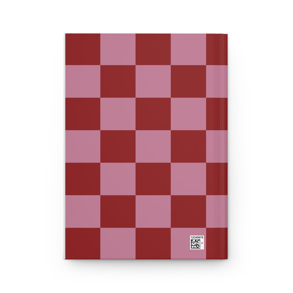 Cherry Checker Hardcover Journal — Retro Red & Pink Notebook for Notes, Plans, and Gift-Giving