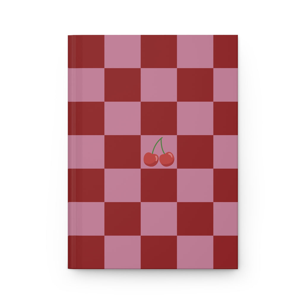 Cherry Checker Hardcover Journal — Retro Red & Pink Notebook for Notes, Plans, and Gift-Giving