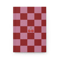 Cherry Checker Hardcover Journal — Retro Red & Pink Notebook for Notes, Plans, and Gift-Giving
