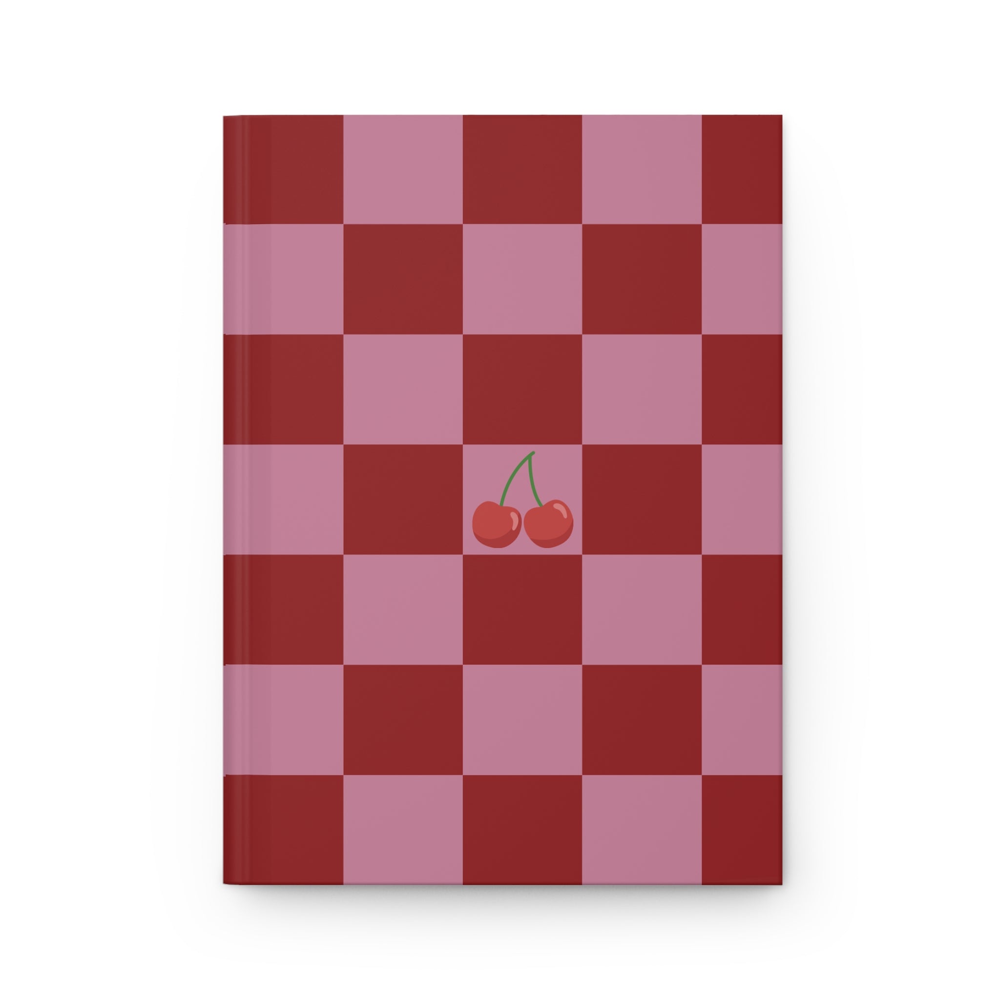 Cherry Checker Hardcover Journal — Retro Red & Pink Notebook for Notes, Plans, and Gift-Giving